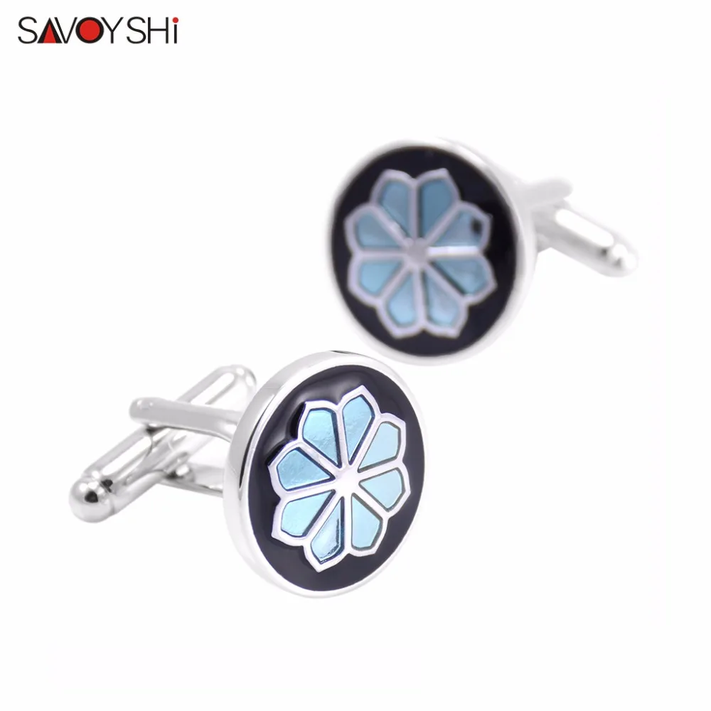 Cufflinks Запонки SAVOYSHI в винтажном стиле с цветочным узором для мужчин, аксессуары для рубашек, брендовые запонки, цветные художественные запонки, ювелирные изделия из эмали - Окраска металла: Cufflinks