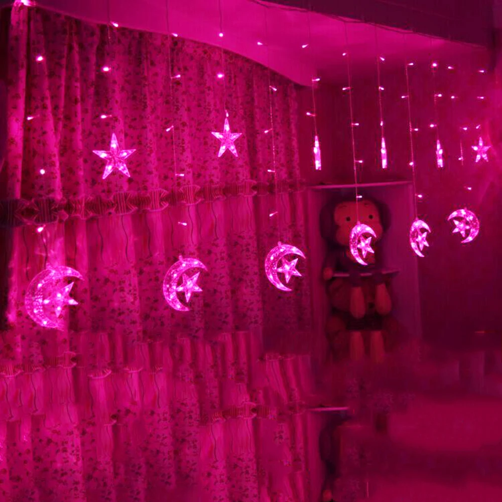 Светодиодная лента со льдом светящаяся гирлянда с Луной и звездами 138