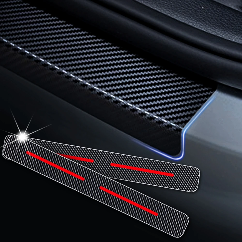 

Accessories Car Door Sill Scuff Plate Guards 4D Carbon Fiber Door Sills Protector Stickers For Nissan MICRA Car-Styling