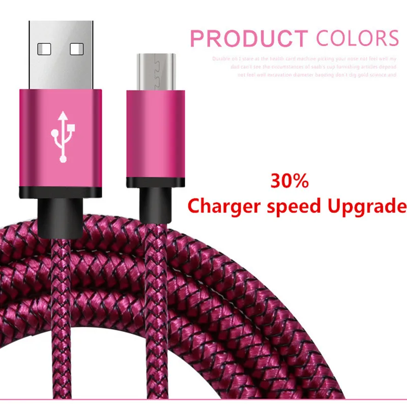 1 м 2 микро USB кабель Быстрая зарядка нейлон синхронизация данных Android мобильный