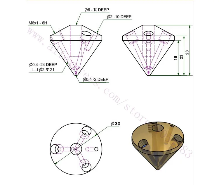 Reprap Prusa I3 3D принтер Алмазный Hotend многоцветный Горячий Конец 3 в 1 выходной