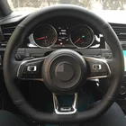 Черный кожаный чехол рулевого колеса автомобиля для Volkswagen Golf 7 GTI Golf R MK7 VW Polo GTI Scirocco 2015 2016