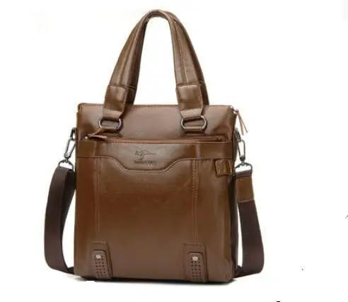 Vertical khaki Брендовый мужской деловой кожаный портфель-сумка на плечо для ноутбука 1", Мужская Рабочая деловая сумка, сумка-мессенджер/сумки на плечо - Цвет: Vertical khaki
