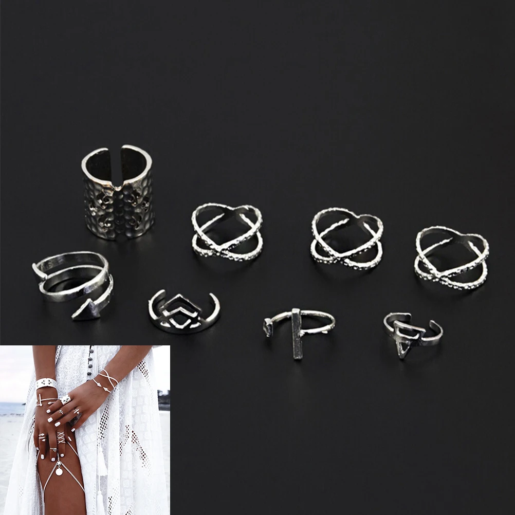 Набор женских колец 8 шт./лот специальный дизайн треугольное кольцо на палец