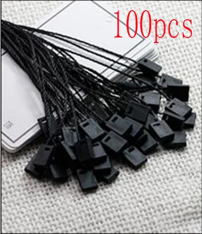 A 100pcs Clothing Tag Rope Clothes Lanyard Single Hand Wearing Rope Hanging Grain Plastic Square Buckle Label Polyester Rope - Цвет: A