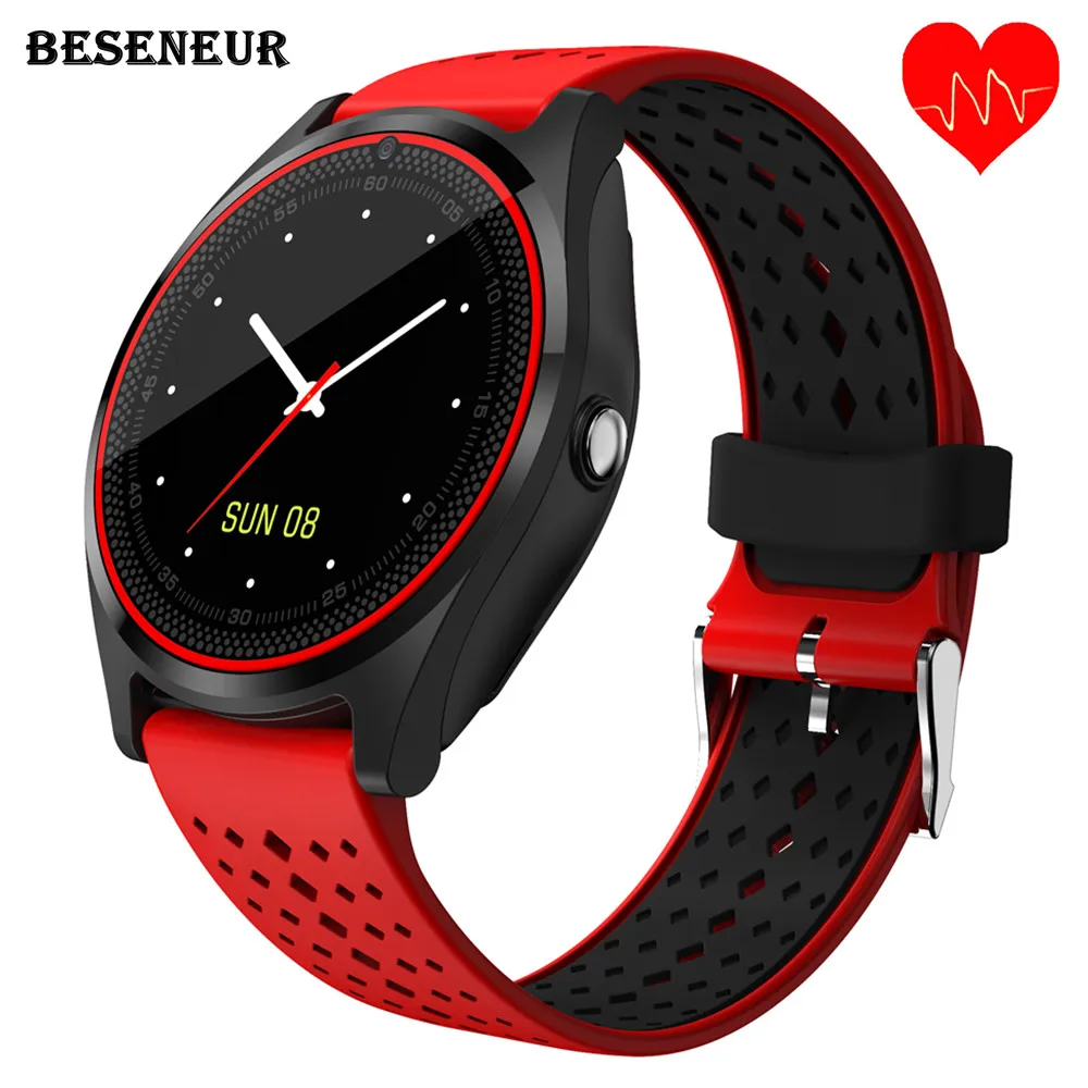 Beseneur V9 HR Смарт-часы Для мужчин женщин Android с камерой будильник Поддержка sim-карты