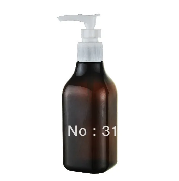 

Wholesale 300pcs/lot Capacity 200ml Empty PET Square Plastic Brown Bottle Container with Lotion Pump For Cosmetic Packaging