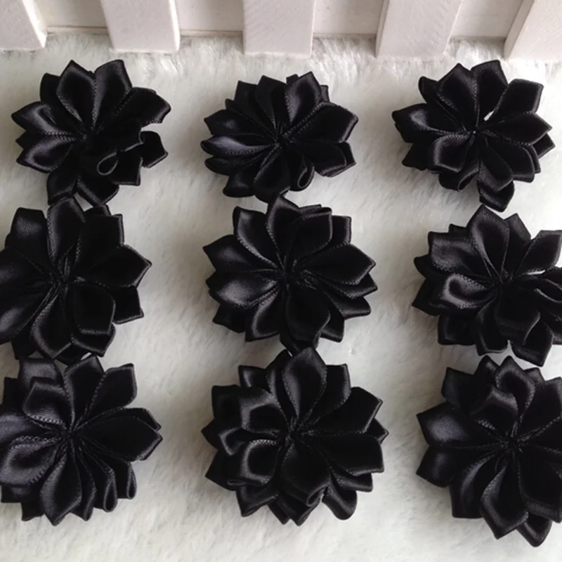 Черная двойная лента с цветами 30 шт. 35 мм|apparel sewing|ribbon flowers appliqueshandmade diy |