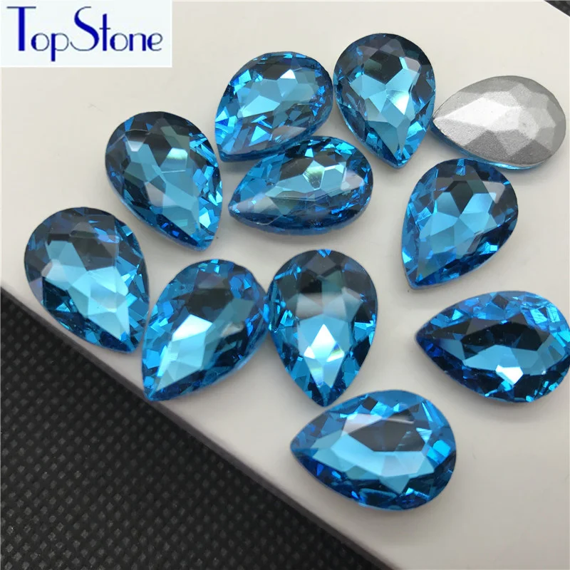 Аквамарин цвет стеклянный кристалл в форме слезы остроконечные Стразы 5x8 6x10 8x13