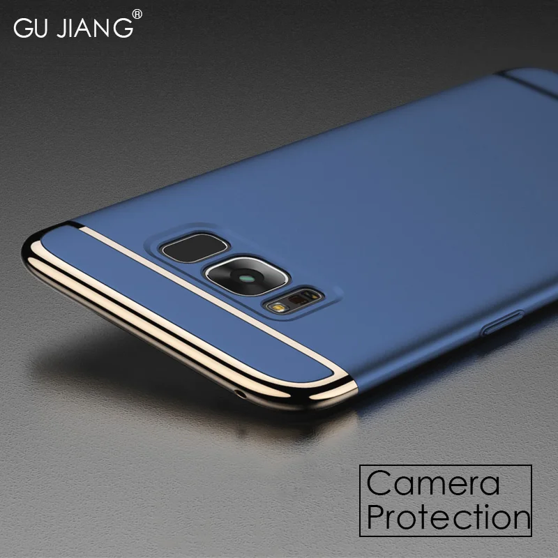 GU JIANG Luxury Full Cover 3 in 1 Phone Bag for Samsung Galaxy S8 &amp PLUS Hard PC Electronic- plating Protector Case Shell |