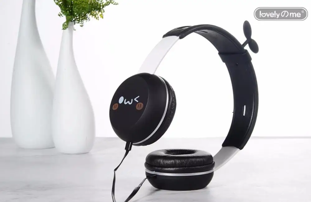 black-Headphone Прекрасный мультфильм трава Проводная гарнитура для взрослых и детей, музыкальные стерео наушники для компьютера MP3 4 видов мобильных телефонов - Цвет: black-Headphone