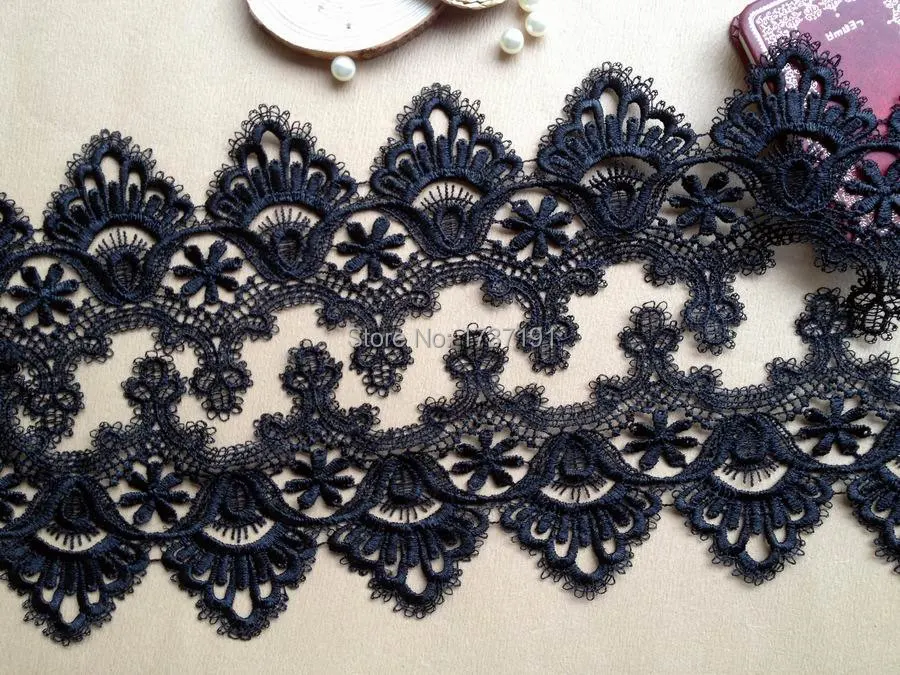 

5 Yards Beautiful Scalloped Crochet Venice Lace Fabric Trim In Black Dress DIY Lace Accessories Sewing Craft