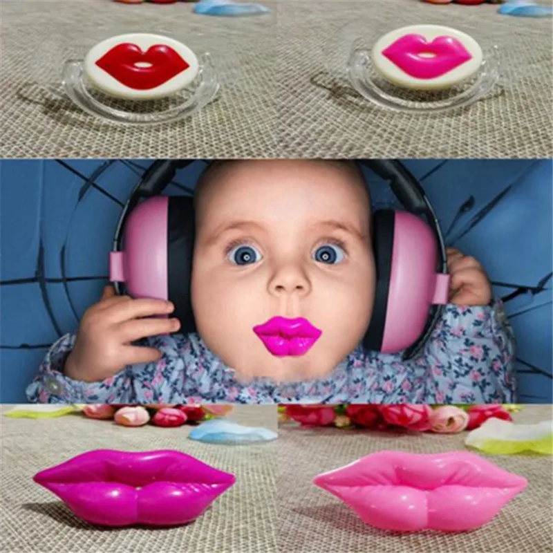 

1pc Baby Red Kisses Bottle brush Silicone Funny Nipple Joke Prank Toddler Teeth Baby feeding product LA896270