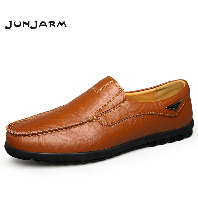 Мужские повседневные туфли JUNJARM черные лоферы из натуральной кожи дышащие