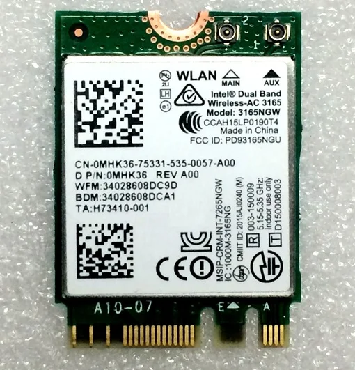 Intel Dual Band Wireless-AC 3165 3165NGW WIFI  Bluetooth4.0 NGFF M.2 Wifi Card 802.11AC 433 /