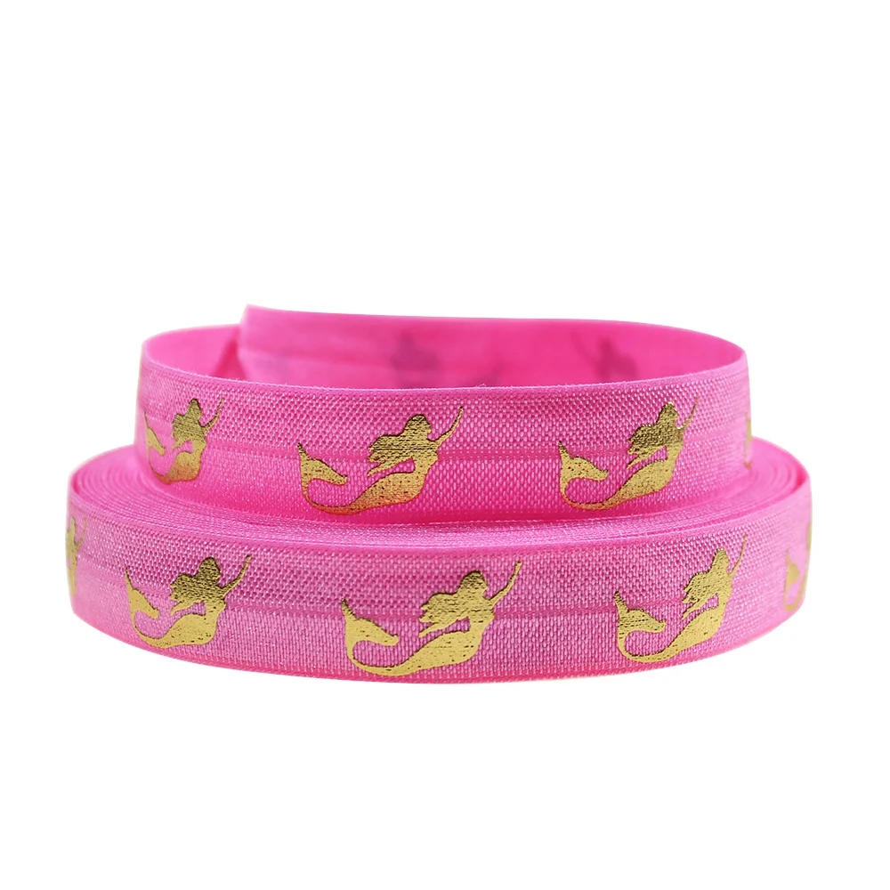 Золотая фольга принт Русалочки складывается эластичный враг для конского хвоста