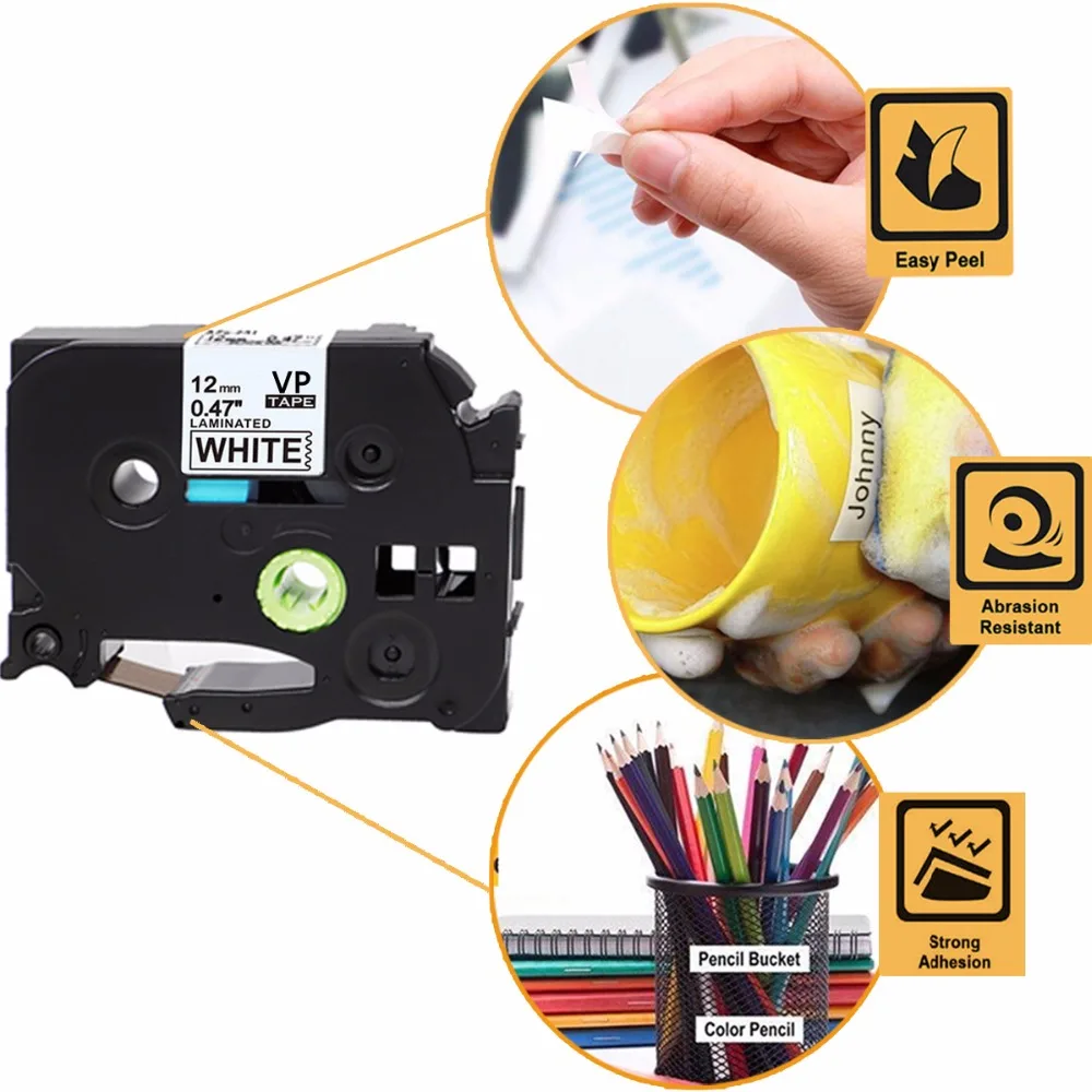 Для TZe 233 клейкая лента 12 мм синий на белом для Brother p touch PTH110/PT D200/PTD600/Pt d400 маркиратор