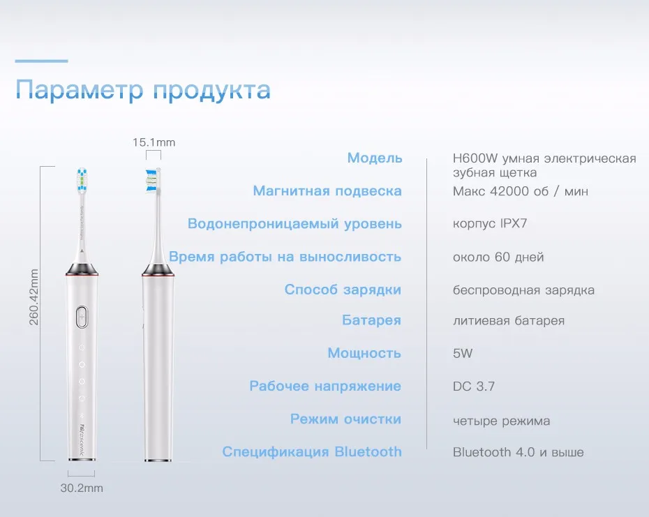 Proscenic перезаряжаемая Автоматическая звуковая электрическая зубная щетка приложение контроль умный зубной инструмент для ухода за зубами
