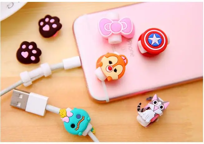 Mobile phone data line protective sleeve Earphone wire Double cartoon Creative cute | Дом и сад