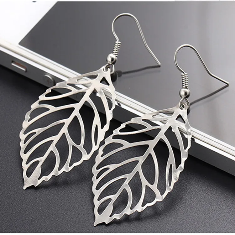 Европейские и американские модные большие квадратные женские серьги с листьями