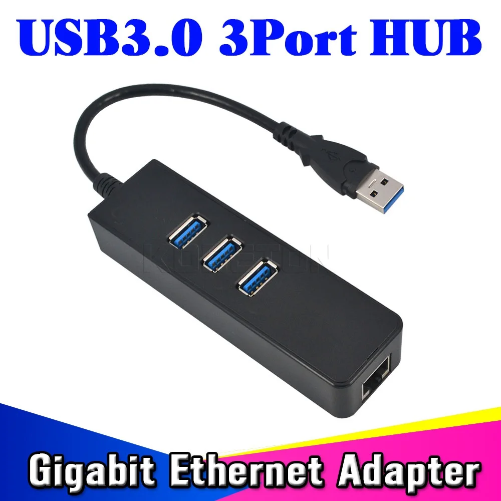 Высокоскоростной 3 порта USB 0 концентратор 10/100/1000 Мбит/с в RJ45 гигабитный Ethernet LAN