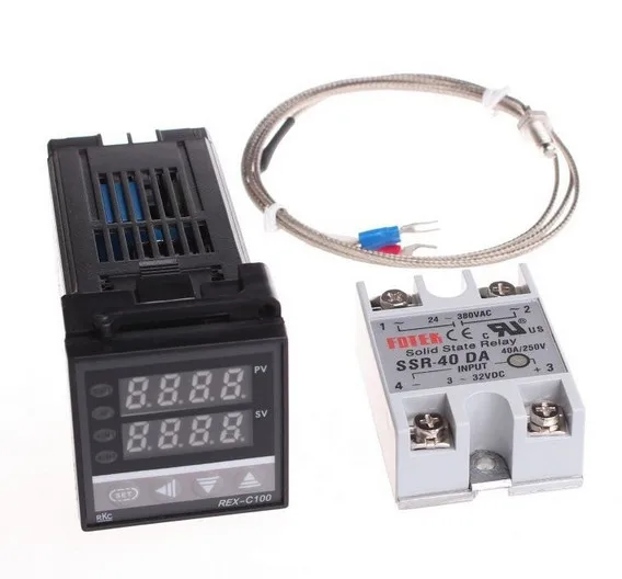 

Цифровой PID Температура контроллер REX-C100 + max.40A SSR + зонд термопары K