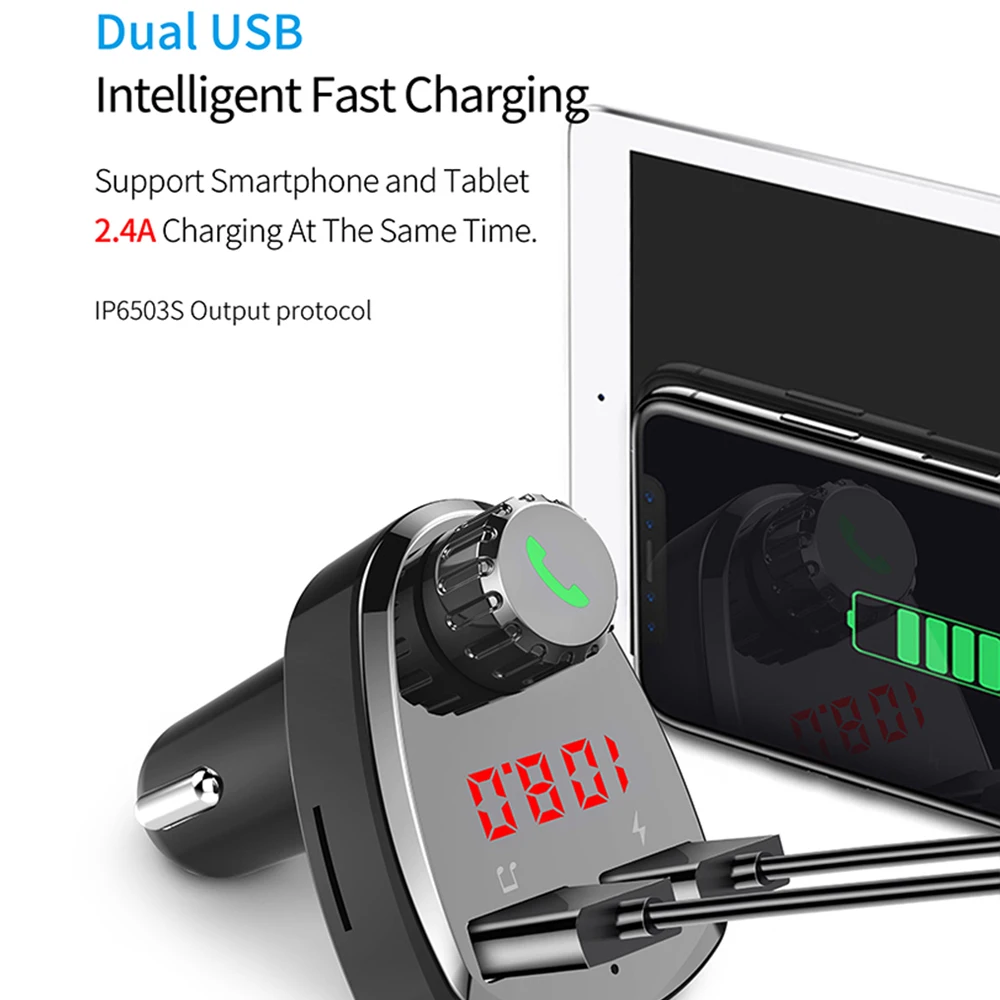 Fm-передатчик Bluetooth автомобильный трансмиссор Handsfree TF модулятор трансмиттер радио