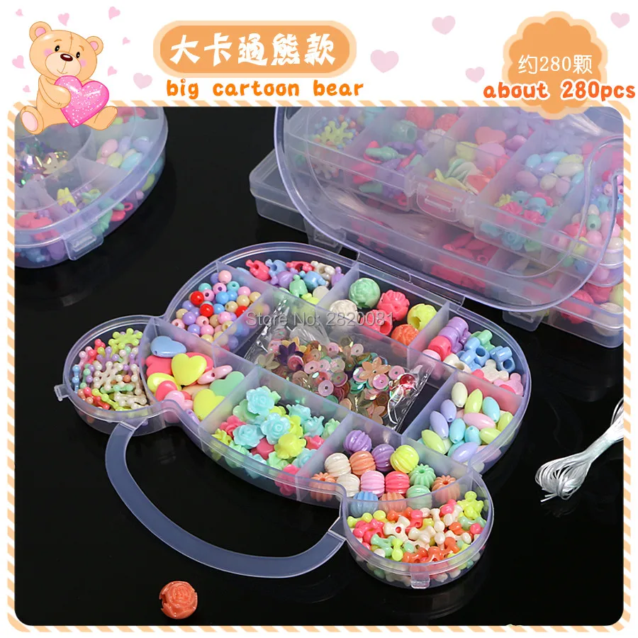Пластиковые DIY Ювелирная цепочка бусины макияж головоломки игрушки для девочек, ожерелье браслет Строительный набор развивающий креативный блок игрушка