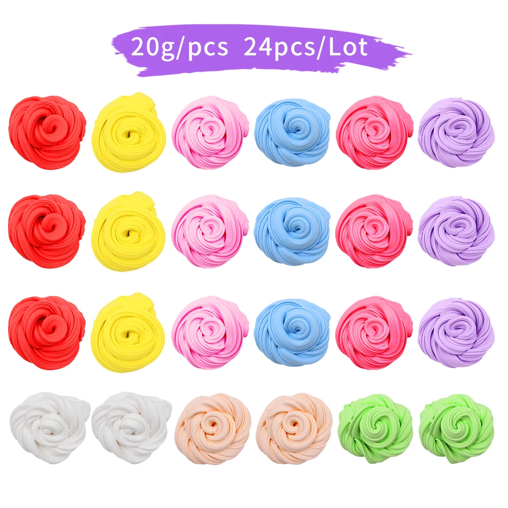 24 шт слизи пушистый DIY Хлопок глина пушистые поставки слаймов снятие стресса