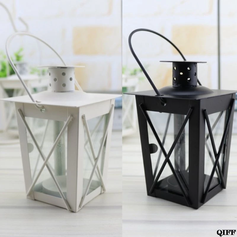 Black/White Romantic Romantic Candle Holder Retro Hanging Lantern Lamp Decor For Dinner Home Jun13