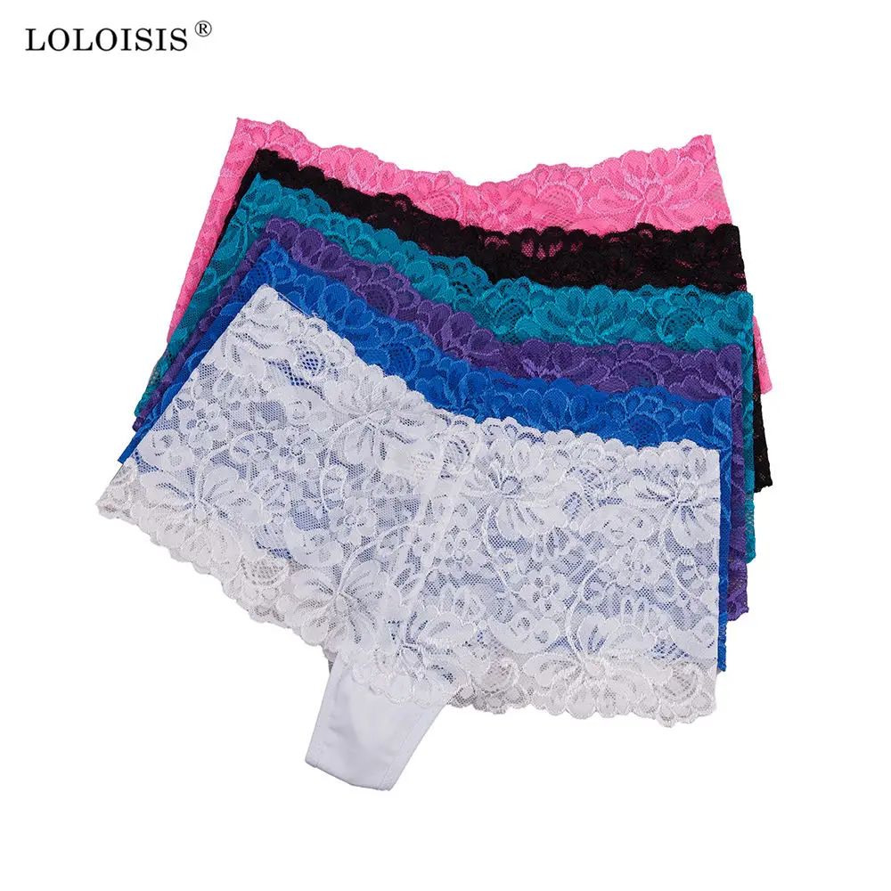 LOLOISIS пикантные Для женщин трусики хлопок Короткие штаны белье сплошной Boyshorts