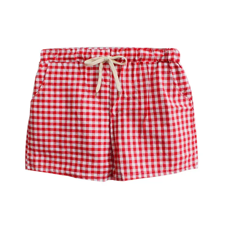 

Plaid Sleep Bottom Women Cotton Shorts Home Red Pajamas Sexy Soft Slip Summer Short Drawstring Pant Big Size Student Sleepwear