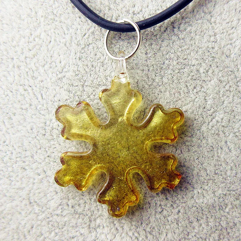 

6pcs Custom ins-style Hand made lampwork Murano Glass snowflake pendant charms lovely Christmas ornaments Necklace accessories