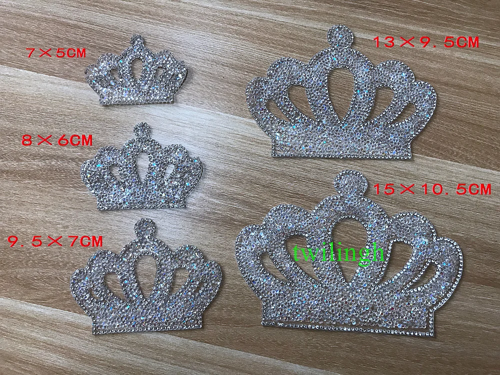 

Crown Patches Hot Fix Rhinestone Newborn Baby Clothing Motif Baby Suit Crystal iron Crown Glass Patch Applique For Baby Clothes