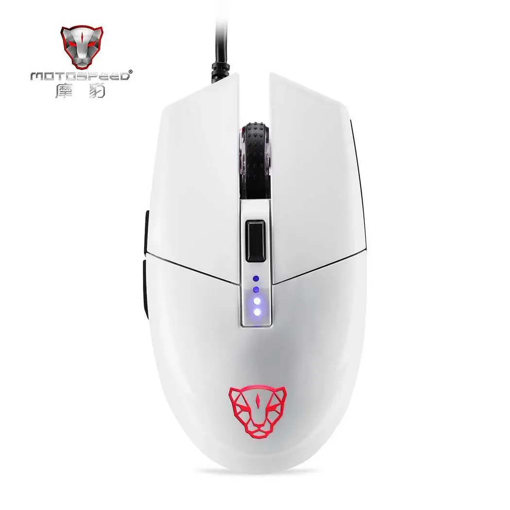 white MOTOSPEED V50 Киберспорт игровая проводная мышь 4-х скоростной Точек на дюйм 1x переключения RGB мыши с подсветкой 60IPS 20g для настольного компьютера 6400 кадров/сек - Цвет: white