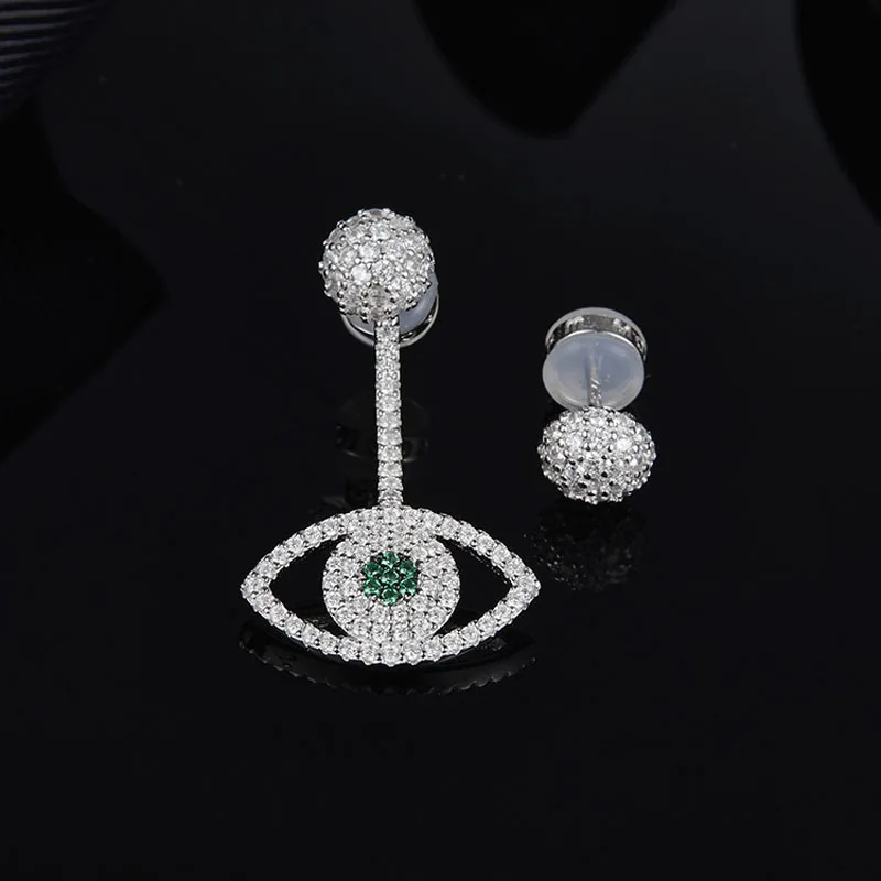 SLJELY Brand Design 925 Sterling Silver Mismatch Evil Eye AB Earrings Micro Pave Cubic Zirconia Stones Women Luxury Jewelry | Украшения и