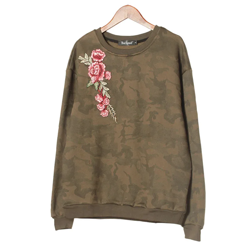2017 Real Sale Blouse Size Blusa Women Shirts 6 Autumn And Winter Camouflage Patch Embroidery Flowers Sweater Warm Jacket Tide |