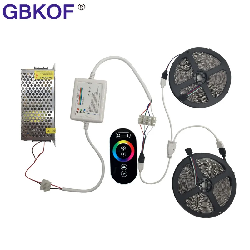 Светодиодные ленты RGB 10 м 15 20 5050 неводонепроницаемые + радиочастотный сенсорный