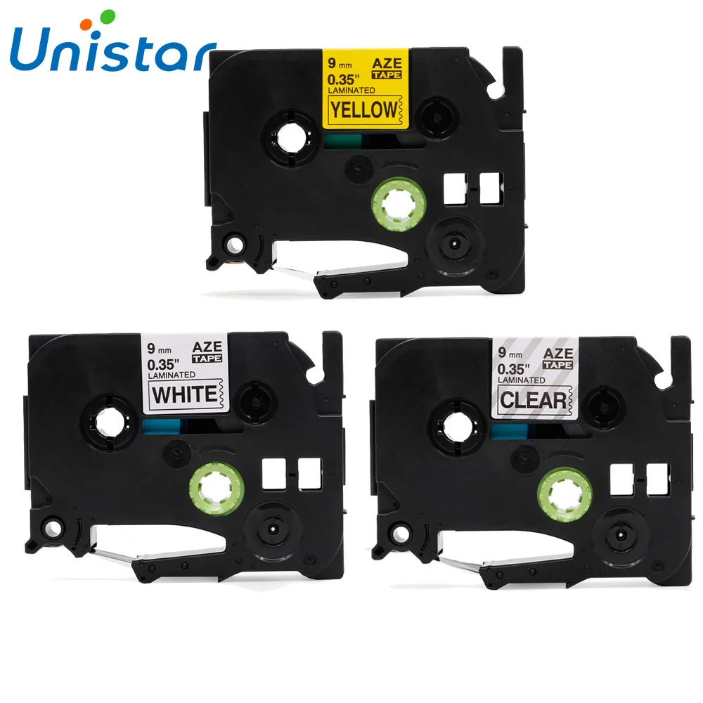 TZe-121 TZe-221 TZe-621 Совместимость для Brother P-touch клейкие ленты 9 мм черный на белом фоне