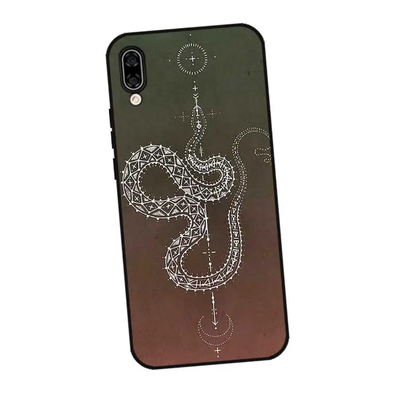 N437 Змеиный Черный силиконовый чехол для huawei Honor 6A 6C 6X 7C 7X8 Lite Pro |