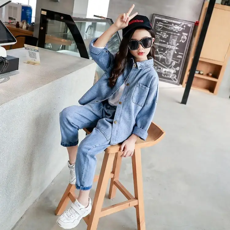 Весенне осенний костюм для девочек Новинка 2019 года модная повседневная одежда в