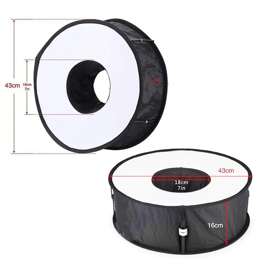 45 см 1" складное кольцо Speedlight Flash Софтбокс диффузор макросъёмка круглая мягкая коробка Speedlite для Canon Nikon sony Pentax Godox