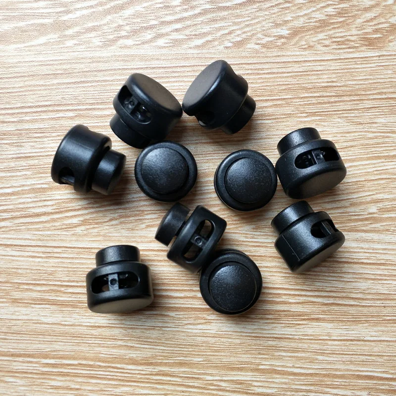 Черный зажим для шнура с 2 отверстиями 10 шт. в упаковке|Стоппер| |