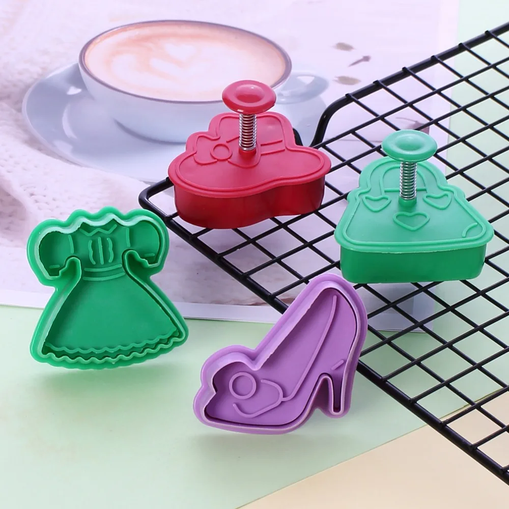 4 шт. туфли на каблуке головной убор ручной мешок плунжер резак для печенья форма