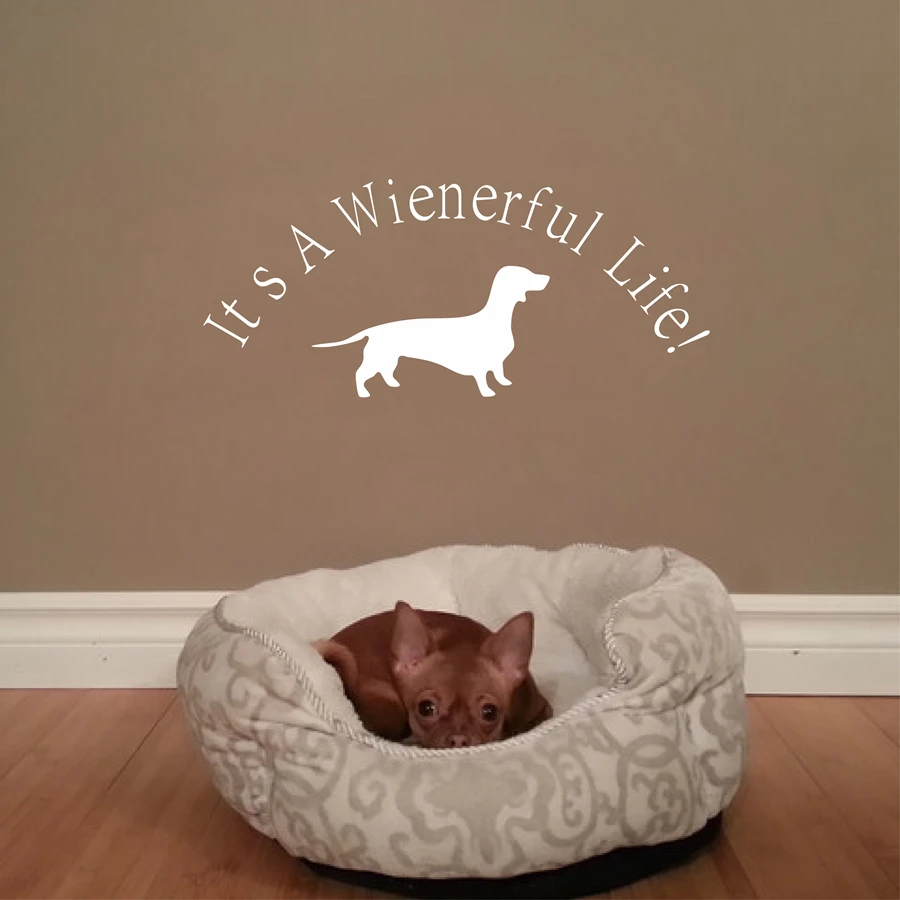 Виниловая наклейка на стену с изображением таксы и собаки |