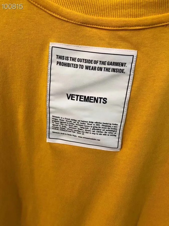 

2019SS New Vetements Patch T-Shirts 1:1 High-quality Oversize Top Tee Vetements T Shirts Embroidery Both Sides Vetements T shirt