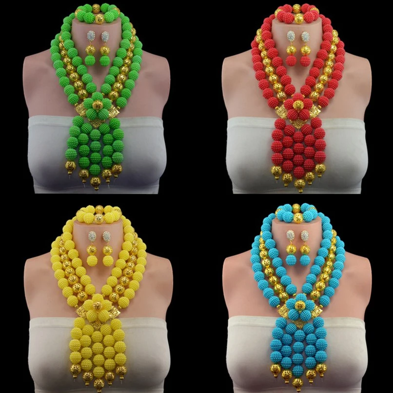 Plastic Pearl Ball 2017 Fashion african beads necklace set nigerian wedding jewelry Free shipping | Украшения и аксессуары