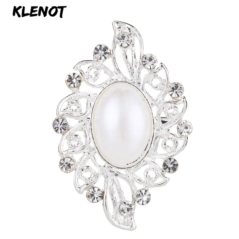 Овальные из пресной воды жемчужная брошь с родиевым покрытием в виде цветка