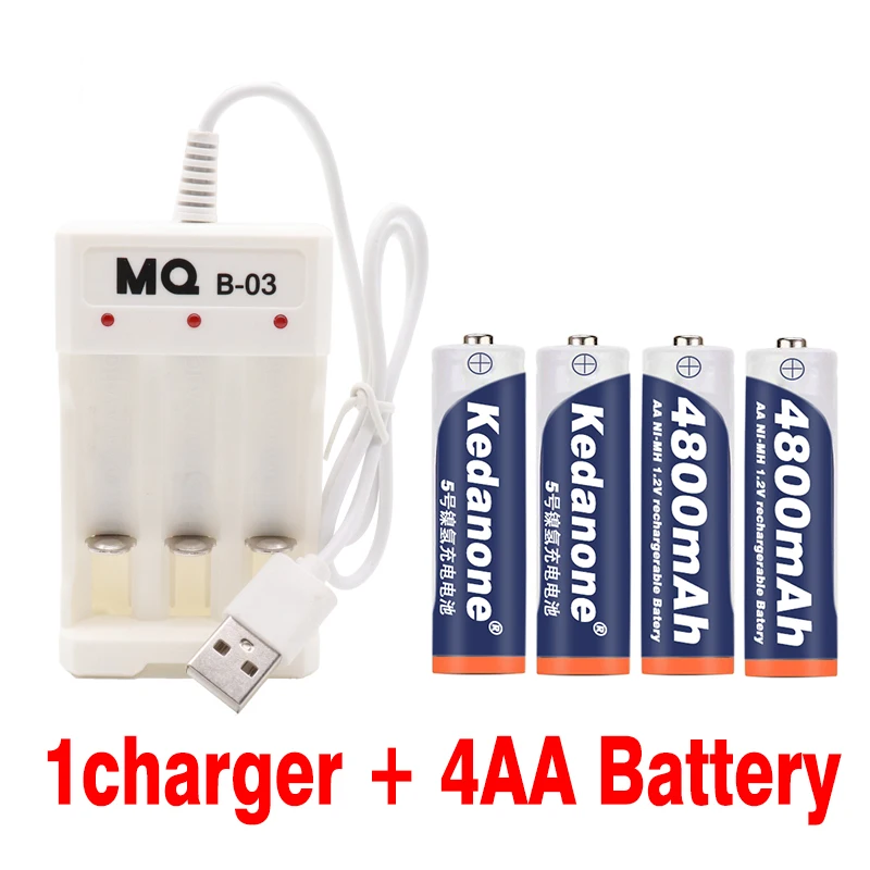 2019 Лот 4 ~ 20 шт AA батареи аккумуляторные 1 2 V 4800mAh Ni-MH 2A для камеры + зарядное