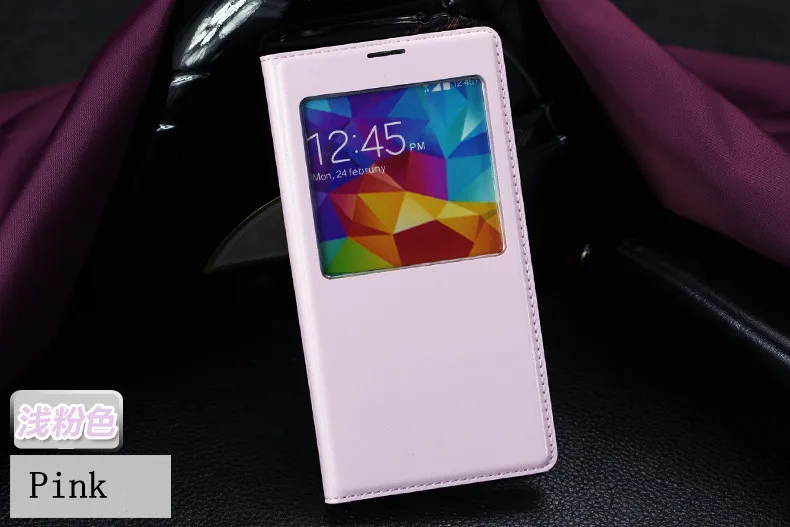 Pink IC чип чехол s для samsung Galaxy S5 SV i9600 9600 Авто спящий чехол Корпус батареи чехол умный вид Окно Флип кожаный чехол - Цвет: Pink